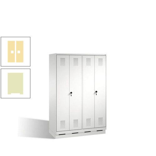 Doppel-Spind, Doppeltüren, Garderobenschrank mit Sockel, 4 Abteile a 300 mm, Korpus anthrazitgrau, Tür anthrazitgrau, 1.800 x 1.200 x 500 mm (HxBxT)