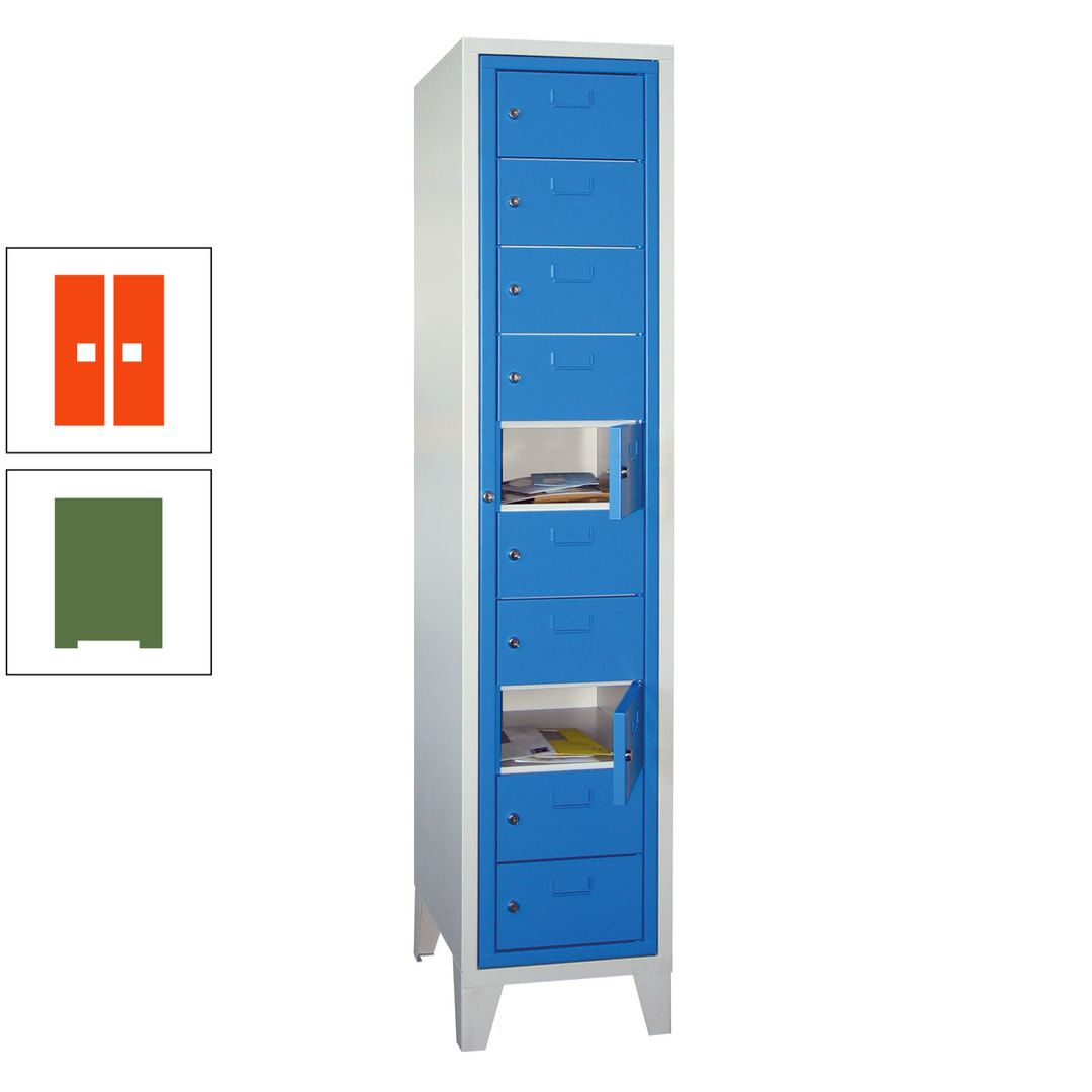 Schließfachschrank - Wäscheausgabeschrank - 10 Fächer a 315 mm - 1.850x400x500 mm (HxBxT) - Füße - Zylinderschloss - anthrazitgrau