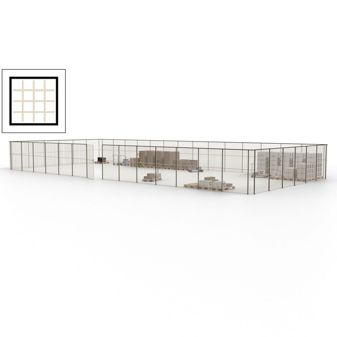 Maschinen Schutzgitter - Hallentrennwand - Sicherheitszaun - Tür - 60 m - 2.200 x 21.400 x 9.400 mm (HxBxT) - enzianblau