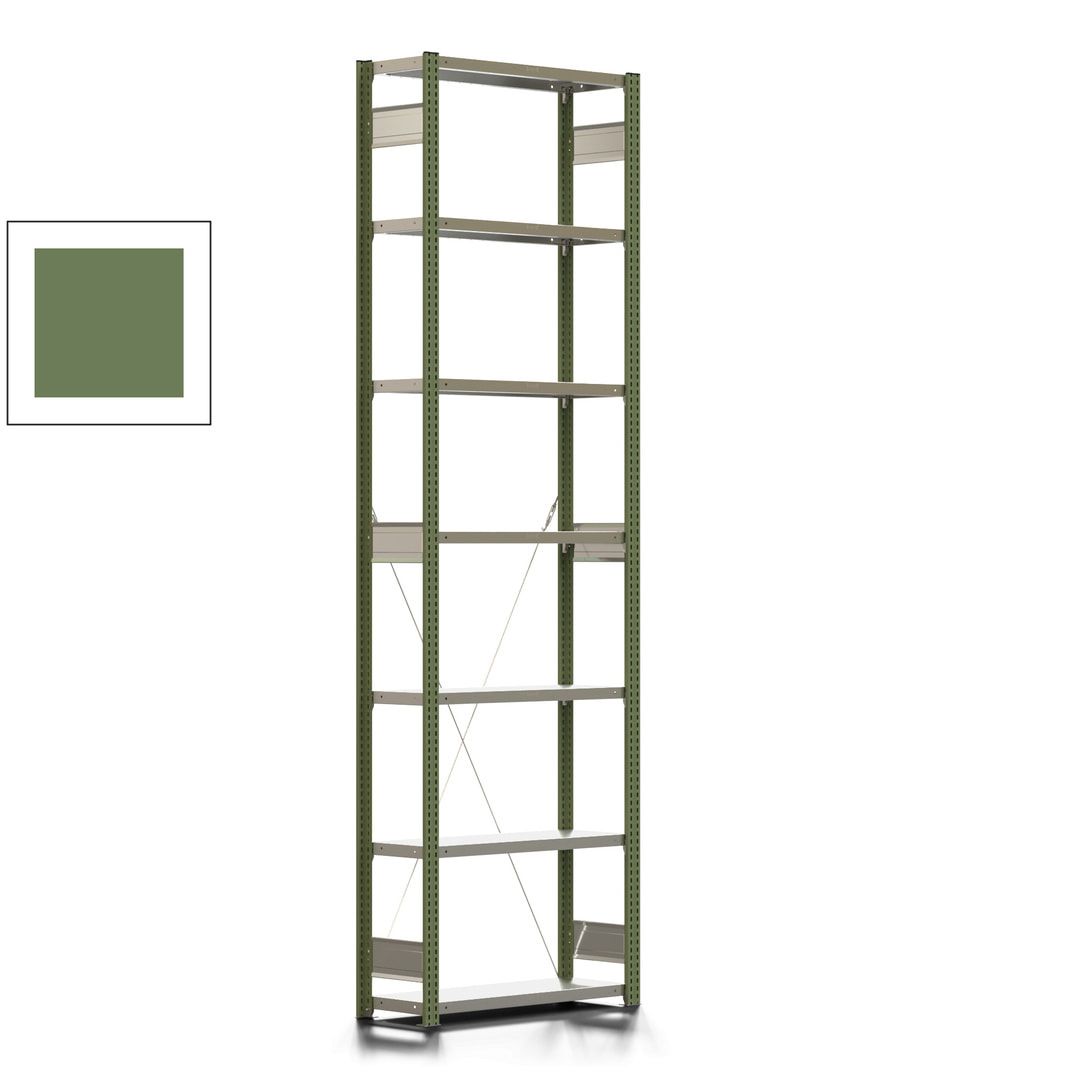 Fachbodenregal mit Tiefenriegel - 250 kg - 3.000 x 875 x 300 mm (HxBxT) - Anbauregal - Rahmen enzianblau - Böden verzinkt, Steckregal BERT