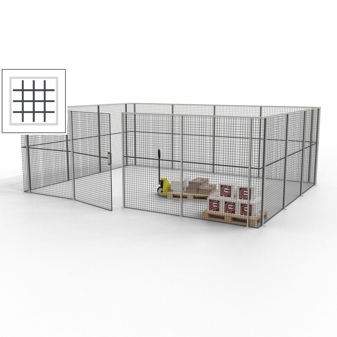 Maschinen Schutzgitter - Hallentrennwand - Sicherheitszaun - Tür - 21 m - 2.200 x 6.400 x 4.900 mm (HxBxT) - enzianblau