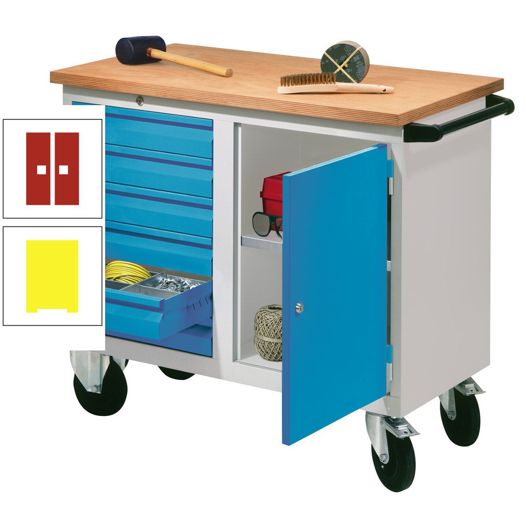 Mobile Werkbank - Werkstattwagen - 915 x 1.090 x 600 mm - 6 Schubladen und Schrankfach - anthrazitgrau