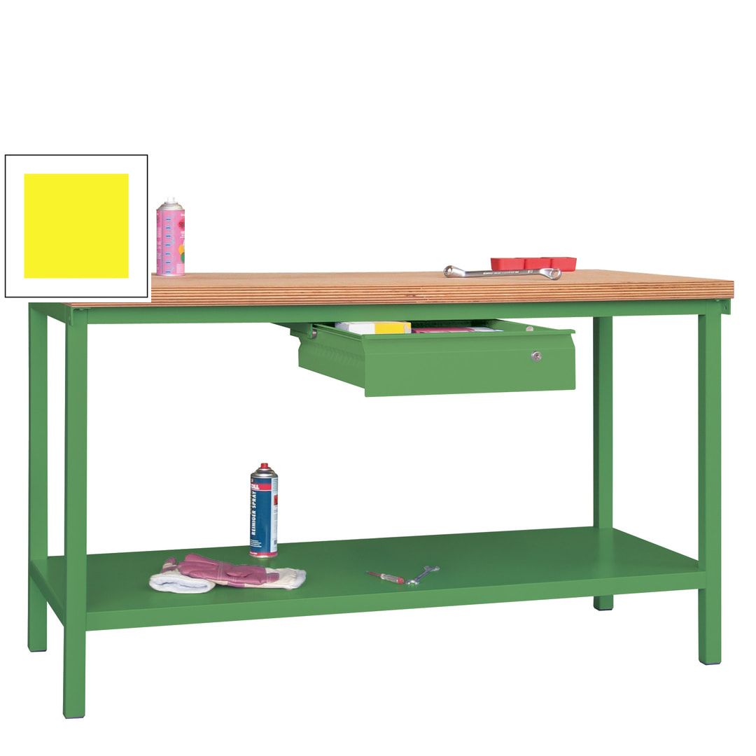 Werkbank mit Ablageboden - 1 Schublade - 900 x 1.500 x 700 mm (HxBxT) - Traglast 1.050 kg - anthrazitgrau