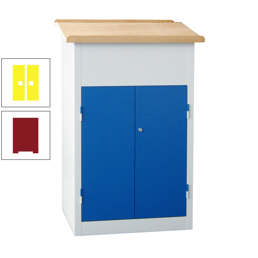 Stehpult mit Schrank - Vollblechtür - Zylinderschloss - 2 Böden - 1.200 x 700 x 600 mm (HxBxT) - anthrazitgrau
