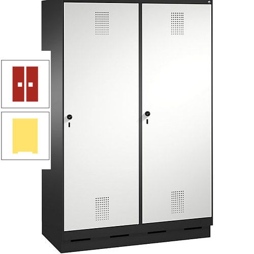 Doppel-Spind, Garderobenschrank, 2 Türen für 4 Abteile a 300 mm, Korpus anthrazitgrau, Türen anthrazitgrau, 1.800 x 1.200 x 500 mm (HxBxT)