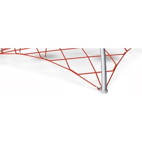 Doppel-Seilzirkus, Raumnetz, Kletternetz, Stahlmasten, feuerverzinkt, UV-beständig, robust, 80 Nutzer, 5.910 x 12.540 x 19.700 mm (HxBxT), Farbe Rot