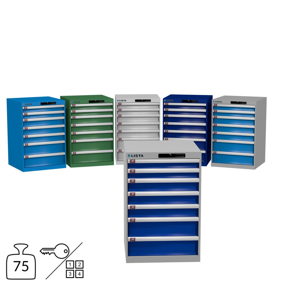 Lista Schubladenschrank - 14.252.010 - 850x564x572 mm (HxBxT) - 7 Schubladen - 75 kg - Key Lock - lichtblau (RAL 5012)
