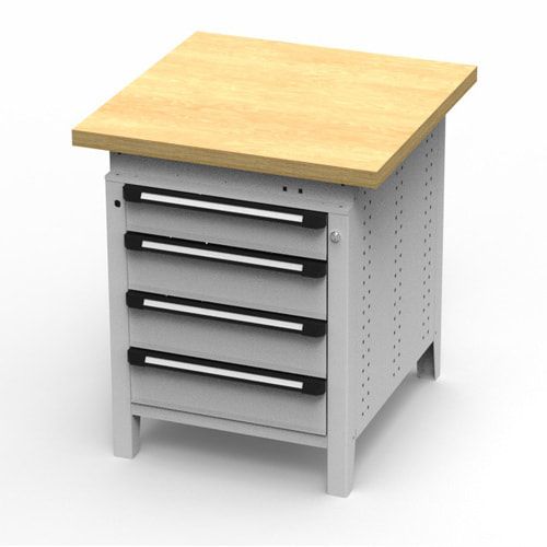 OTTOKIND Werkbank - Arbeitsplatte bündig - 850 x 605 x 750 mm (HxBxT) - 4 Schubladen - lichtgrau