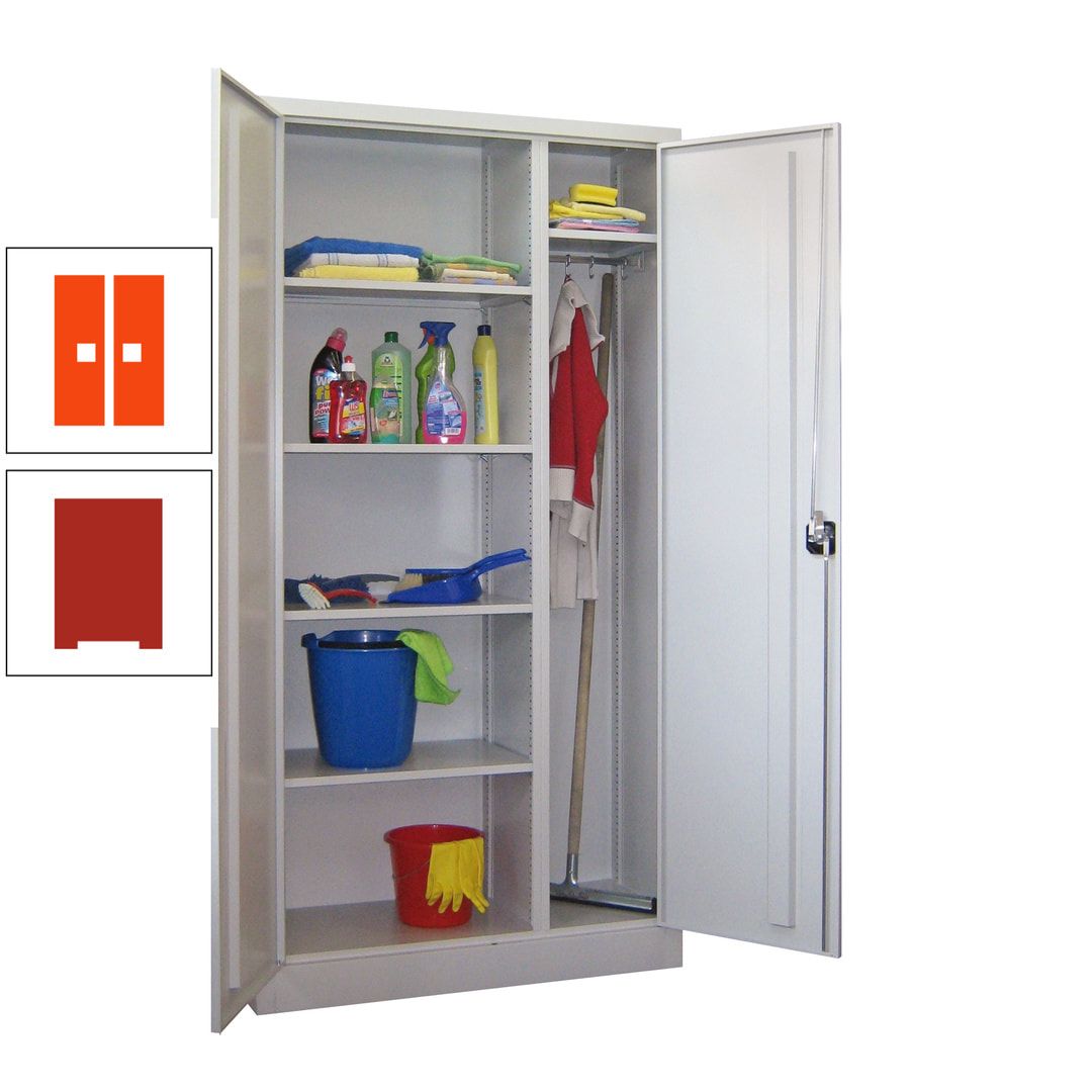 Putzschrank mit Trennwand - 1.950x1.000x400 mm (HxBxT) - Böden pulverbeschichtet - anthrazitgrau