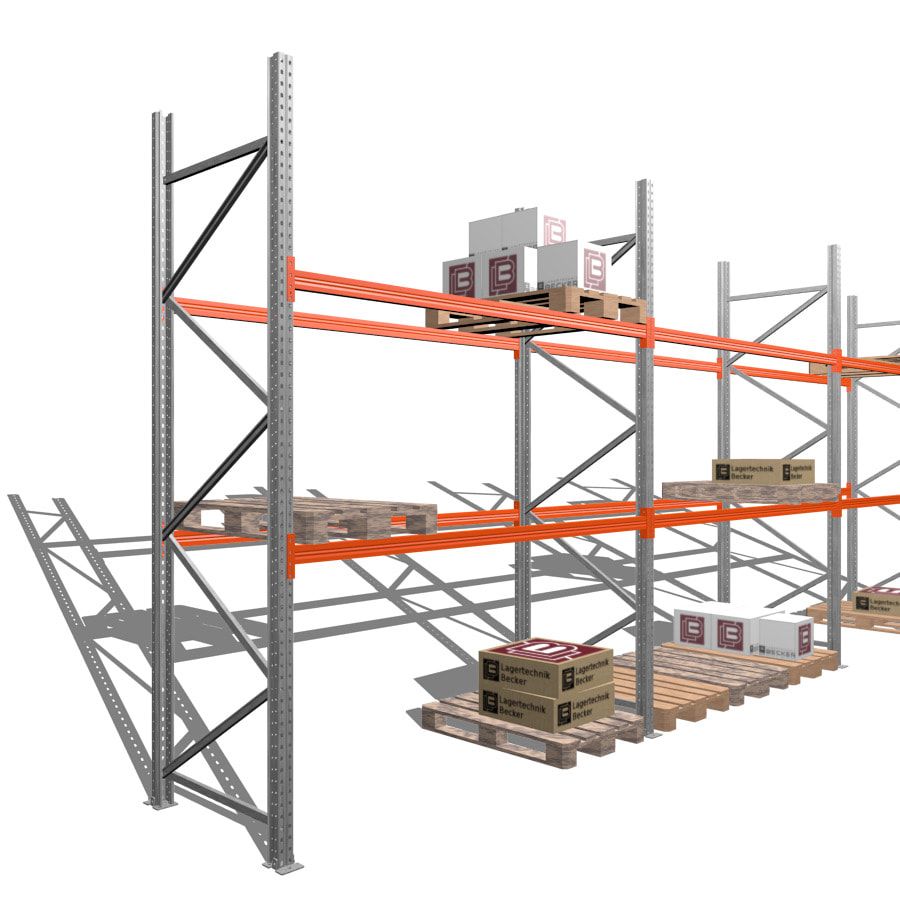 Palettenregal - 1,5 t - 3,5 x 8,5 x 1,1 m - 3 Felder - Schwerlastregal