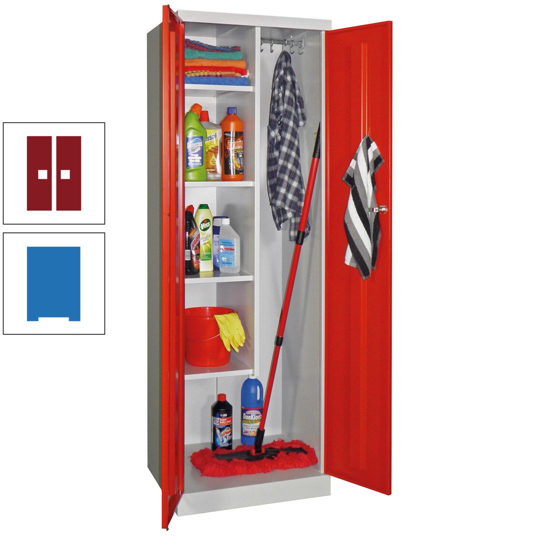 Putzschrank mit Sockel - 1 Abteil mit Trennwand - 1.800x600x500 mm (HxBxT) - Zylinderschloss - anthrazitgrau