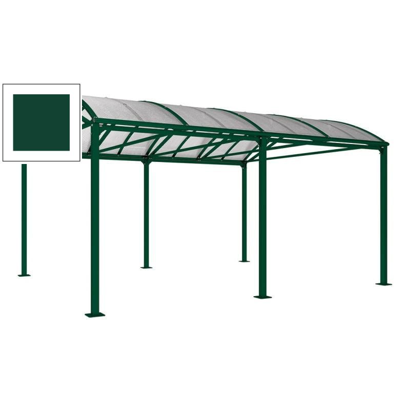 Fahrradunterstand, Fahrradüberdachung, Unterstand, Grundmodell, 10 Zweiräder, Regenrinne, 3.010 x 5.000 x 4.160 mm (HxBxT), Farbe enzianblau