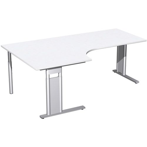 Eckschreibtisch, Eckteil 800 mm, links, Füße einseitig verkürzt, C-Fuß Pro, höhenverstellbar, 680-820 x 1.600 x 1.200 mm (HxBxT), Dekor Ahorn