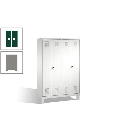 Doppel-Spind, Doppeltüren, Garderobenschrank mit Füßen, 4 Abteile a 300 mm, Korpus anthrazitgrau, Tür anthrazitgrau, 1.850 x 1.200 x 500 mm (HxBxT)