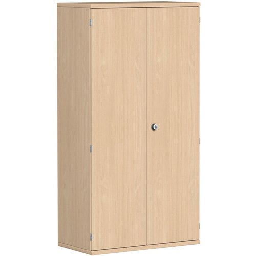 Flügeltürenschrank, Holztüren, 4 Ordnerhöhen, 3 Dekor-Einlegeböden, 1.536 x 1.000 x 425 mm (HxBxT), Frontfarbe Ahorn, Korpusfarbe Ahorn