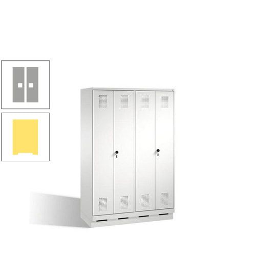 Doppel-Spind, Doppeltüren, Garderobenschrank mit Sockel, 4 Abteile a 300 mm, Korpus anthrazitgrau, Tür anthrazitgrau, 1.800 x 1.200 x 500 mm (HxBxT)