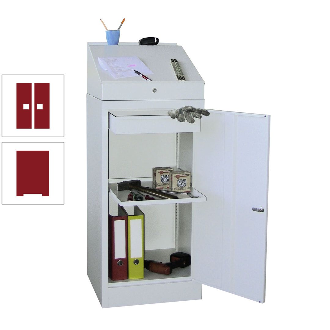Stehpult mit Schrank - Vollblechtür - Zylinderschloss - 1 Einlegeboden, 1 Schublade - 1.270x500x500 mm (HxBxT) - anthrazitgrau