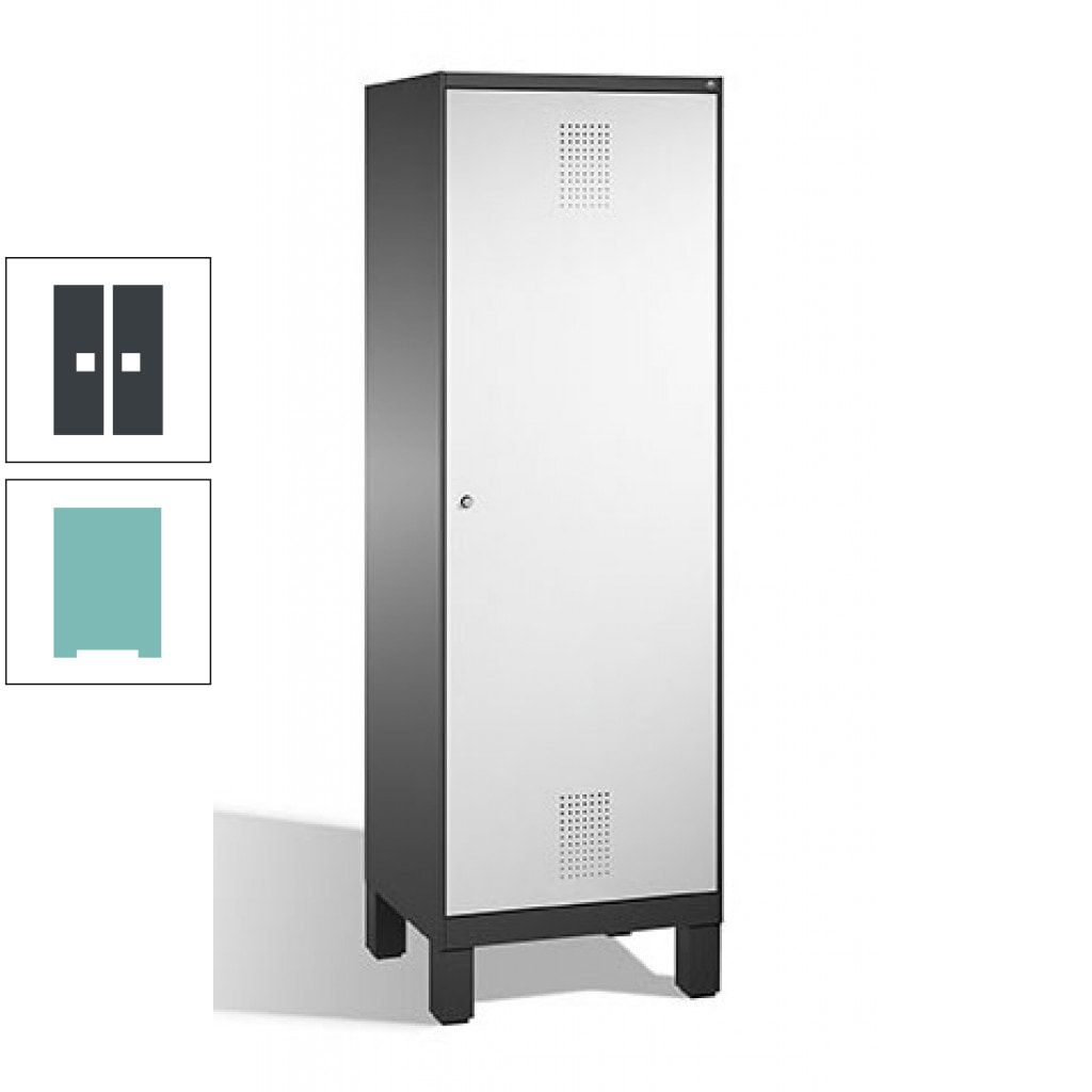 Doppel-Spind, Garderobenschrank, 1 Tür für 2 Abteile a 300 mm, Korpus anthrazitgrau, Türen anthrazitgrau, 1.850 x 600 x 500 mm (HxBxT)