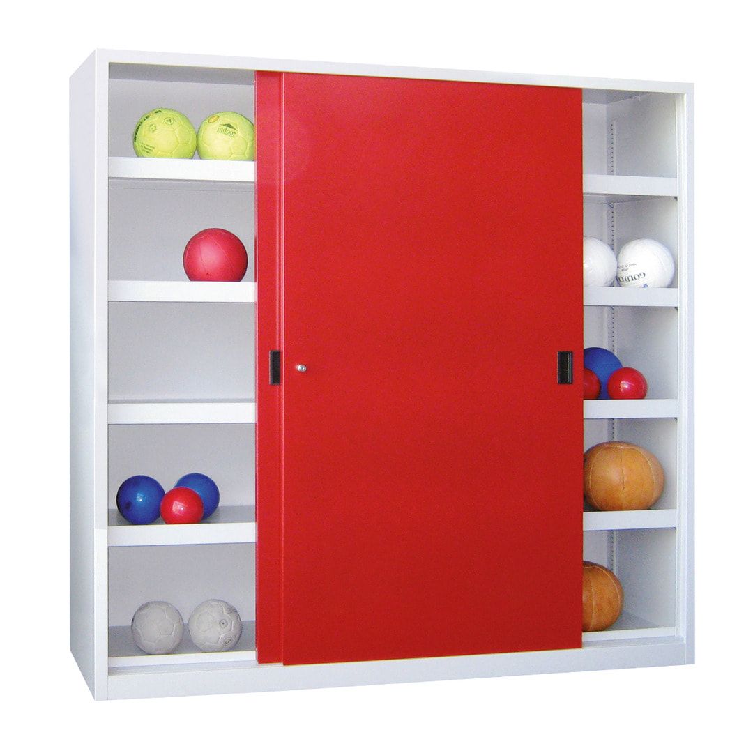 Ballschrank - Schiebetüren - Trennwand - 8 Böden - 1.950x1.500x600 mm (HxBxT) - anthrazitgrau