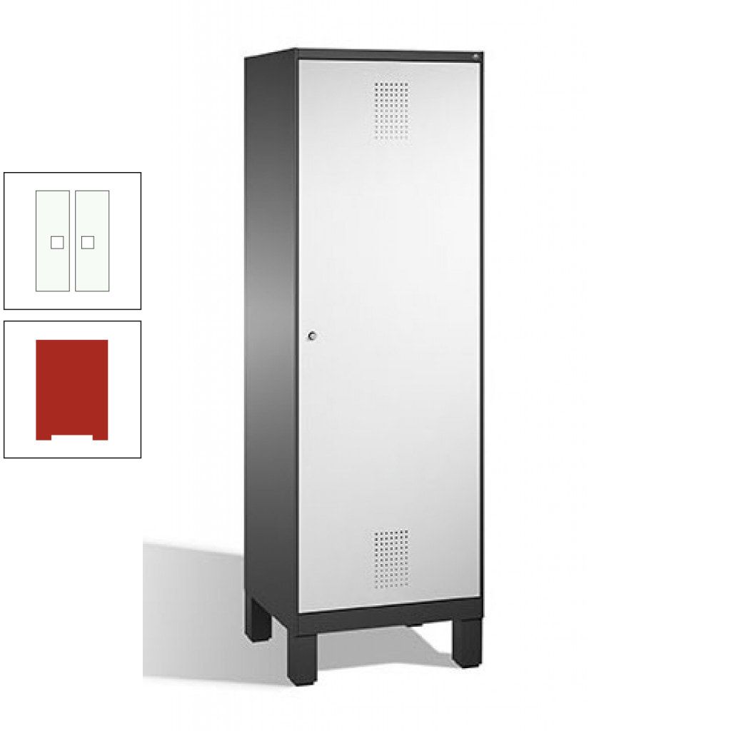 Doppel-Spind, Garderobenschrank, 1 Tür für 2 Abteile a 300 mm, Korpus anthrazitgrau, Türen anthrazitgrau, 1.850 x 600 x 500 mm (HxBxT)