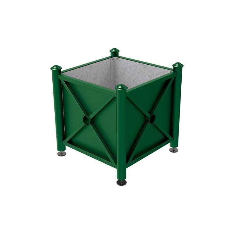 Pflanzbehälter, Stahlblech feuerverzinkt, verstellbare Füße, Innenfach feuerverzinkt, Kopf Agora, 750 x 800 x 800 mm (HxBxT), enzianblau