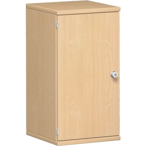 Flügeltürenschrank, Holztüren, Schloss links, 2 Ordnerhöhen, 1 Einlegeboden, 768 x 400 x 425 mm (HxBxT), Frontfarbe Ahorn, Korpusfarbe Ahorn
