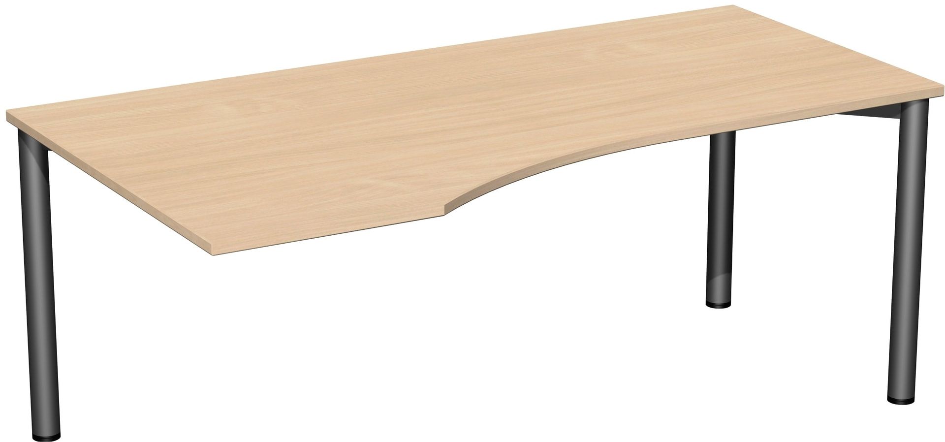 Eckschreibtisch - Ecke links - 4-Fuß Flex - 720 x 1.600 x 1.000 mm (HxBxT) - Gestell anthrazit - Ahorn