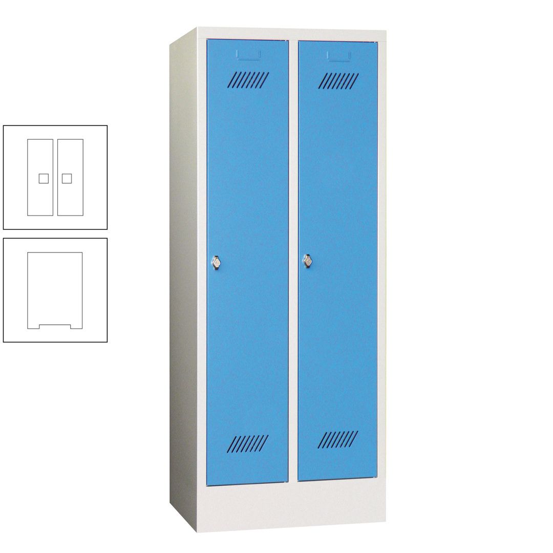 Spindschrank f. Schulen - mit Sockel - Höhe 1.600 mm - 2 Abteile a 300 mm - Drehriegel - anthrazitgrau