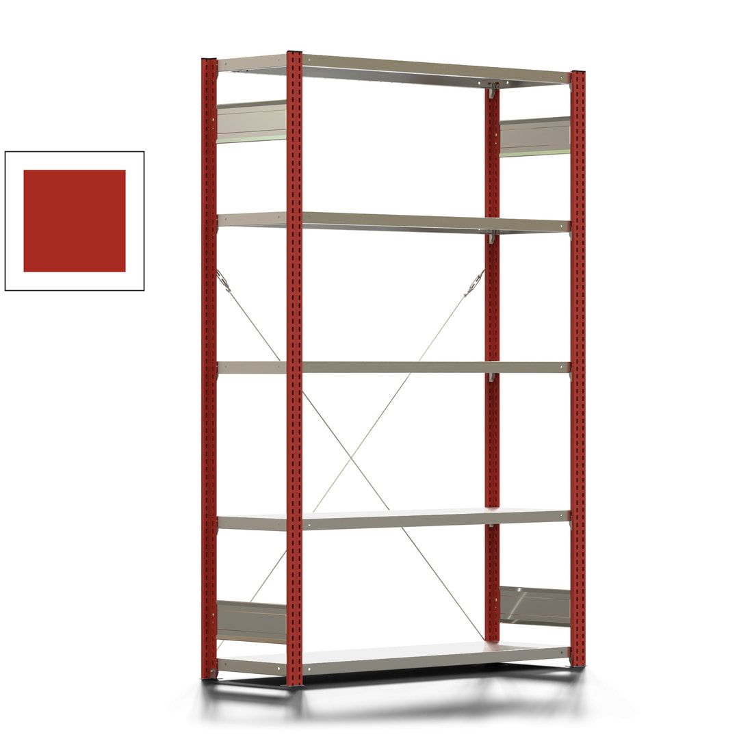 Fachbodenregal mit Tiefenriegel - 350 kg - 2.000 x 1.285 x 426 mm (HxBxT) - Anbauregal - 5 Böden - enzianblau - Lagerregal - Steckregal BERT