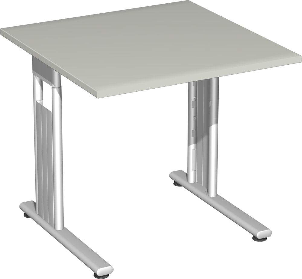 Schreibtisch mit einseitig verkürzt Füßen - C-Fuß Flex - Bürotisch - Konferenztisch - 720 x 1.200 x 800 mm (HxBxT) - Dekor Ahorn - Gestell silber