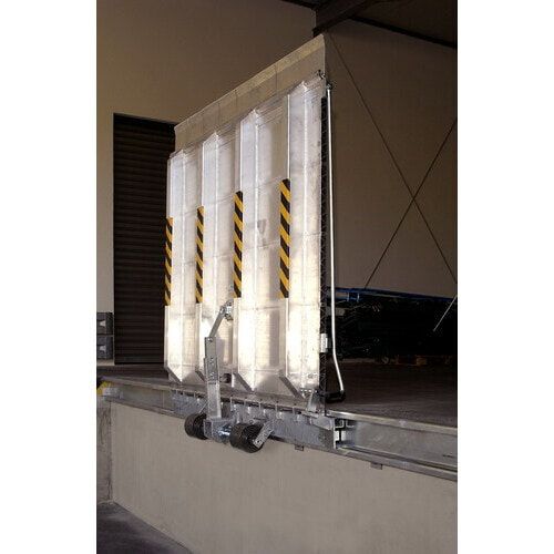 Federmechanische Überfahrbrücke, Laderampe, Traglast 4.500 kg, 1.500 x 1.315 mm (BxT), Stationär, klappbar, Aluminiumlegierung