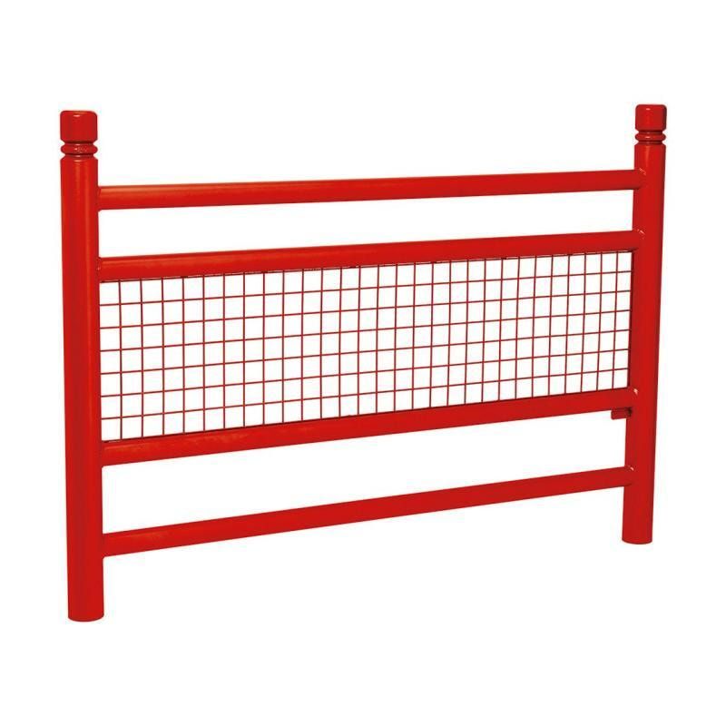 Geländer 2 Stahlrohre und Gitter - 1.000 x 1.572 mm - Pfosten mit Edelstahlkopf - Farbe enzianblau - Außengeländer Systemgeländer