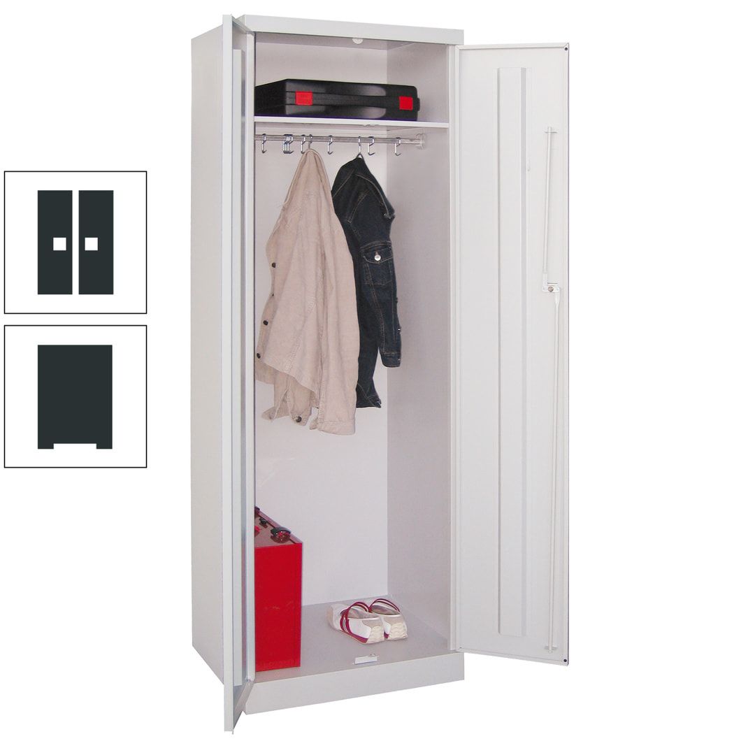 Garderobenschrank - 1 Fachboden - Kleiderstange - 1.800x600x500 mm (HxBxT) - Zylinderschloss - anthrazitgrau