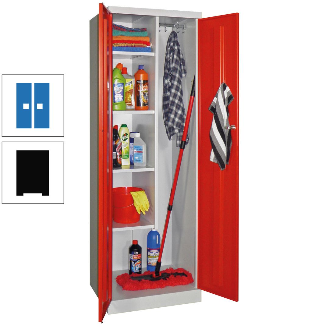 Putzschrank mit Sockel - 1 Abteil mit Trennwand - 1.800x600x500 mm (HxBxT) - Zylinderschloss - anthrazitgrau