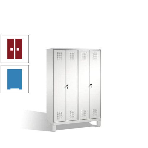 Doppel-Spind, Doppeltüren, Garderobenschrank mit Füßen, 4 Abteile a 300 mm, Korpus anthrazitgrau, Tür anthrazitgrau, 1.850 x 1.200 x 500 mm (HxBxT)