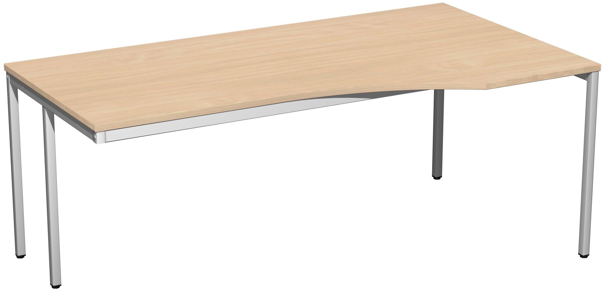 Schreibtisch - 4-Fuß Eco - Eckschreibtisch rechts - 720 x 1.800 x 1.000 mm (HxBxT) - Gestell lichtgrau - Ahorn