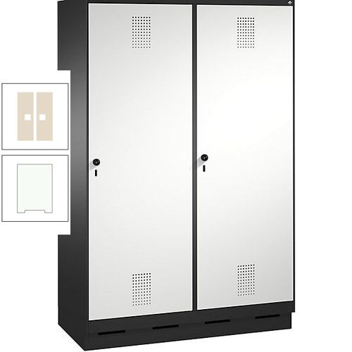 Doppel-Spind, Garderobenschrank, 2 Türen für 4 Abteile a 300 mm, Korpus anthrazitgrau, Türen anthrazitgrau, 1.800 x 1.200 x 500 mm (HxBxT)