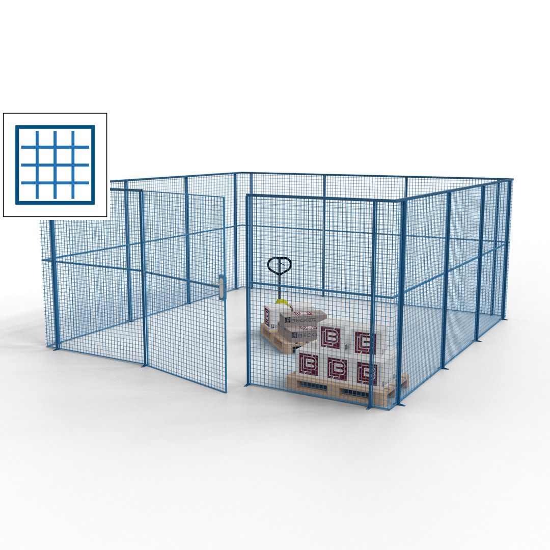 Maschinen Schutzgitter - Hallentrennwand - Sicherheitszaun - Tür - 18 m - 2.200 x 4.900 x 4.900 mm (HxBxT) - enzianblau