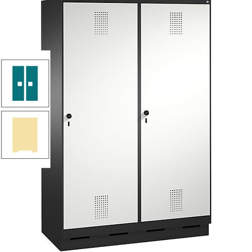 Doppel-Spind, Garderobenschrank, 2 Türen für 4 Abteile a 300 mm, Korpus anthrazitgrau, Türen anthrazitgrau, 1.800 x 1.200 x 500 mm (HxBxT)