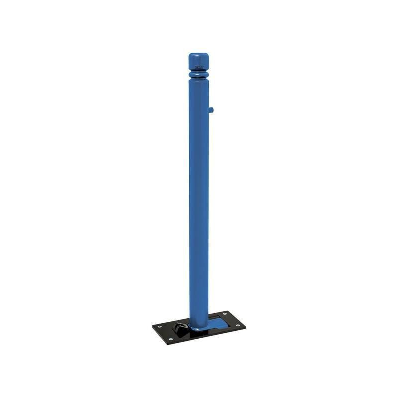 Klappbarer Pfosten mit Ringkopf - 76 x 1.082 mm (DxH) - Überfahrhöhe 98 mm - Farbe enzianblau - Absperrpfosten