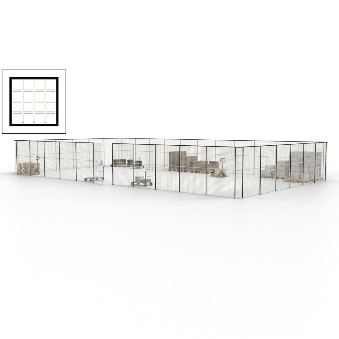 Maschinen Schutzgitter - Hallentrennwand - Sicherheitszaun - Tür - 51 m - 2.200 x 16.900 x 9.400 mm (HxBxT) - enzianblau
