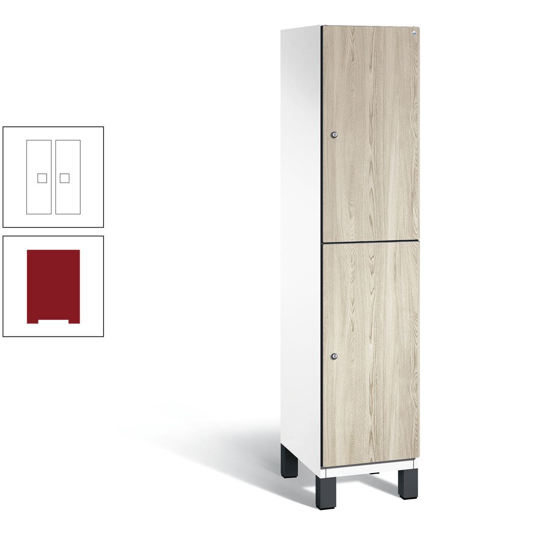 Fächerschrank, Garderobenschrank, mit Füßen, 1 Abteile, 1.980 x 400 x 525 mm (HxBxT), Korpus anthrazitgrau, Tür Donau-Ahorn