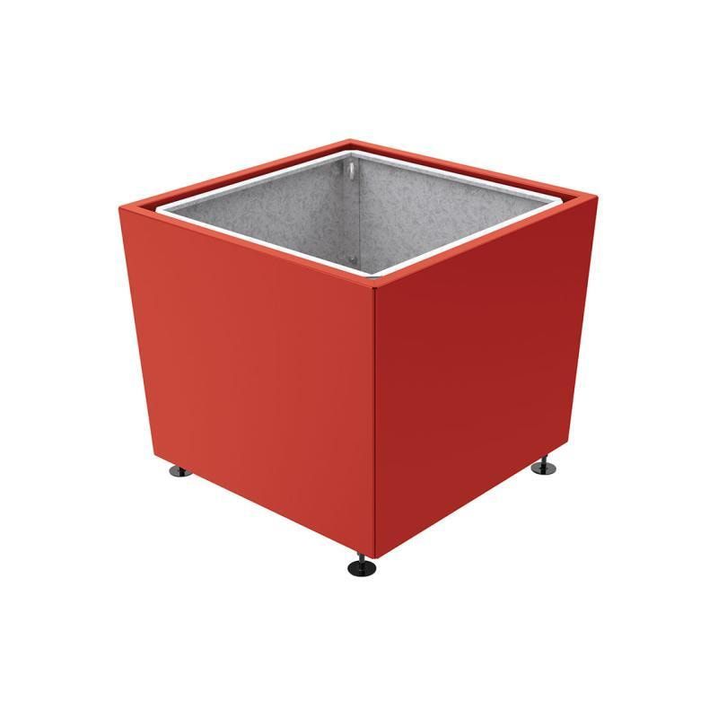 Pflanzkübel, 2 mm Stahlblech fvz, innen Blech feuerverzinkt mit Verladungsgriffen, verstellbare Füße, 760 x 785 x 785 mm (HxBxT), enzianblau