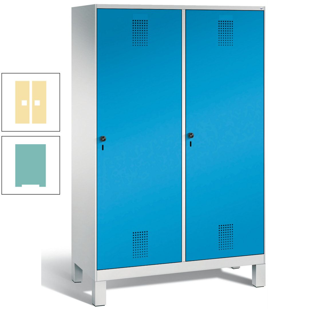 Doppel-Spind, Garderobenschrank, 2 Türen für 4 Abteile a 300 mm, Korpus anthrazitgrau, Türen anthrazitgrau, 1.850 x 1.200 x 500 mm (HxBxT)