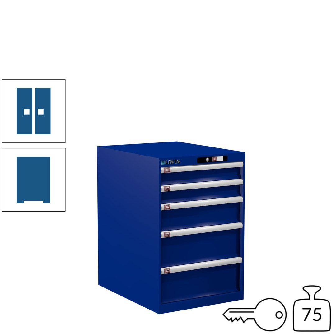 Lista Schubladenschrank - 14.399.010 - 850x564x725 mm (HxBxT) - 5 Schubladen - 75 kg - Key Lock - lichtblau (RAL 5012)