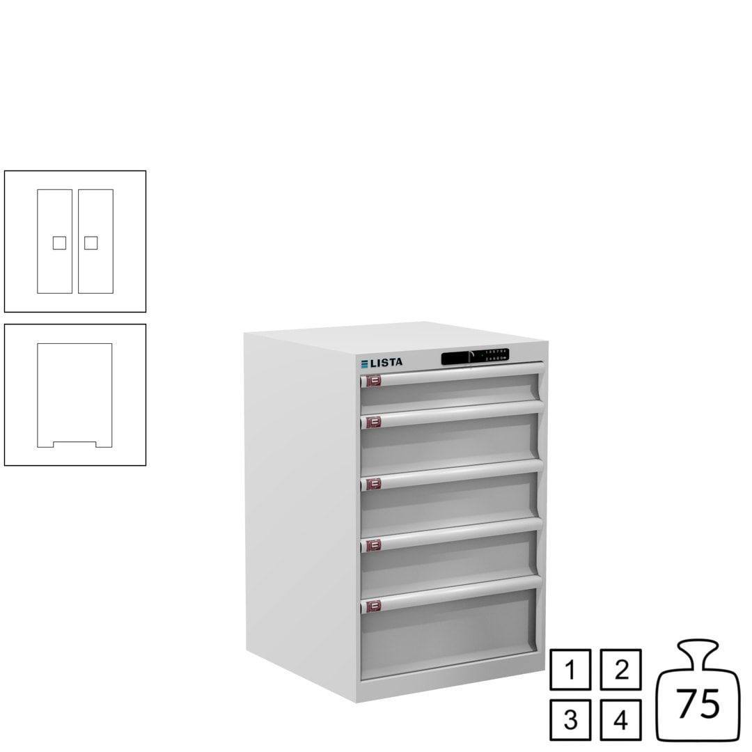 Lista Schubladenschrank - 14.256.010 - 850x564x572 mm (HxBxT) - 5 Schubladen - 75 kg - Key Lock - lichtblau (RAL 5012)