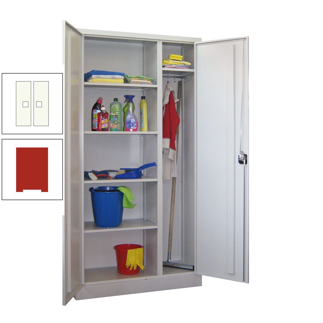 Putzschrank mit Trennwand - 1.950x1.000x400 mm (HxBxT) - Böden pulverbeschichtet - anthrazitgrau