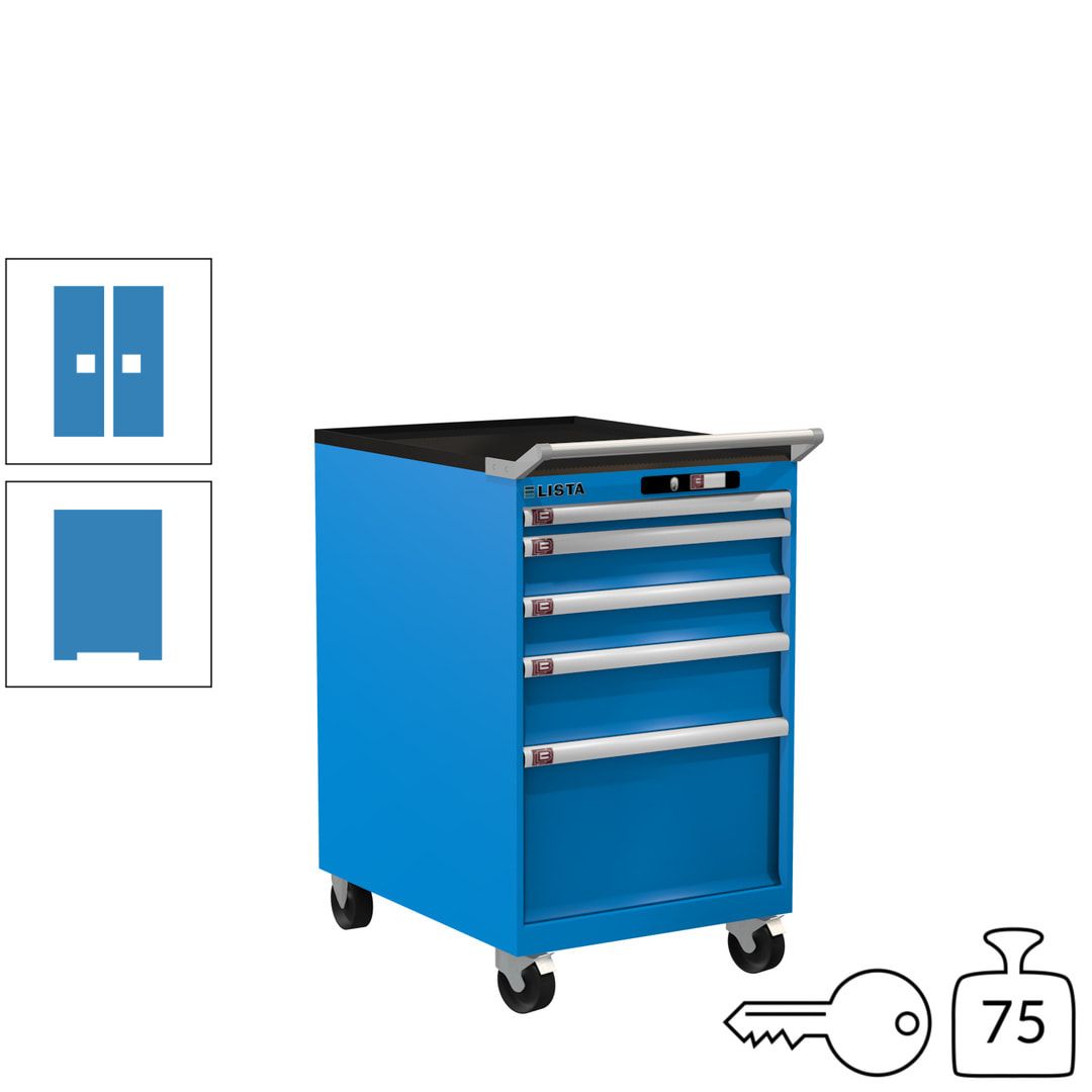 Lista Schubladenschrank - 14.374.010 - 990 x 564 x 725 mm (HxBxT) - 5 Schubladen - 75 kg - Key Lock - lichtblau (RAL 5012)