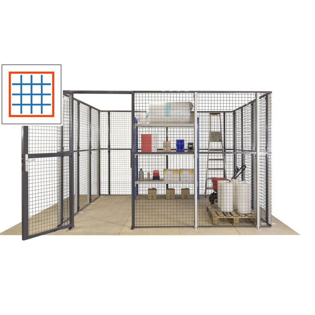 Maschinen Schutzgitter - Hallentrennwand - Sicherheitszaun - Tür - 72 m - 2.200 x 21.400 x 15.400 mm (HxBxT) - enzianblau