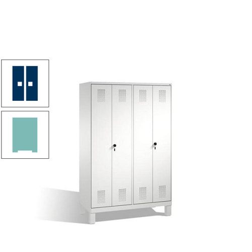 Doppel-Spind, Doppeltüren, Garderobenschrank mit Füßen, 4 Abteile a 300 mm, Korpus anthrazitgrau, Tür anthrazitgrau, 1.850 x 1.200 x 500 mm (HxBxT)